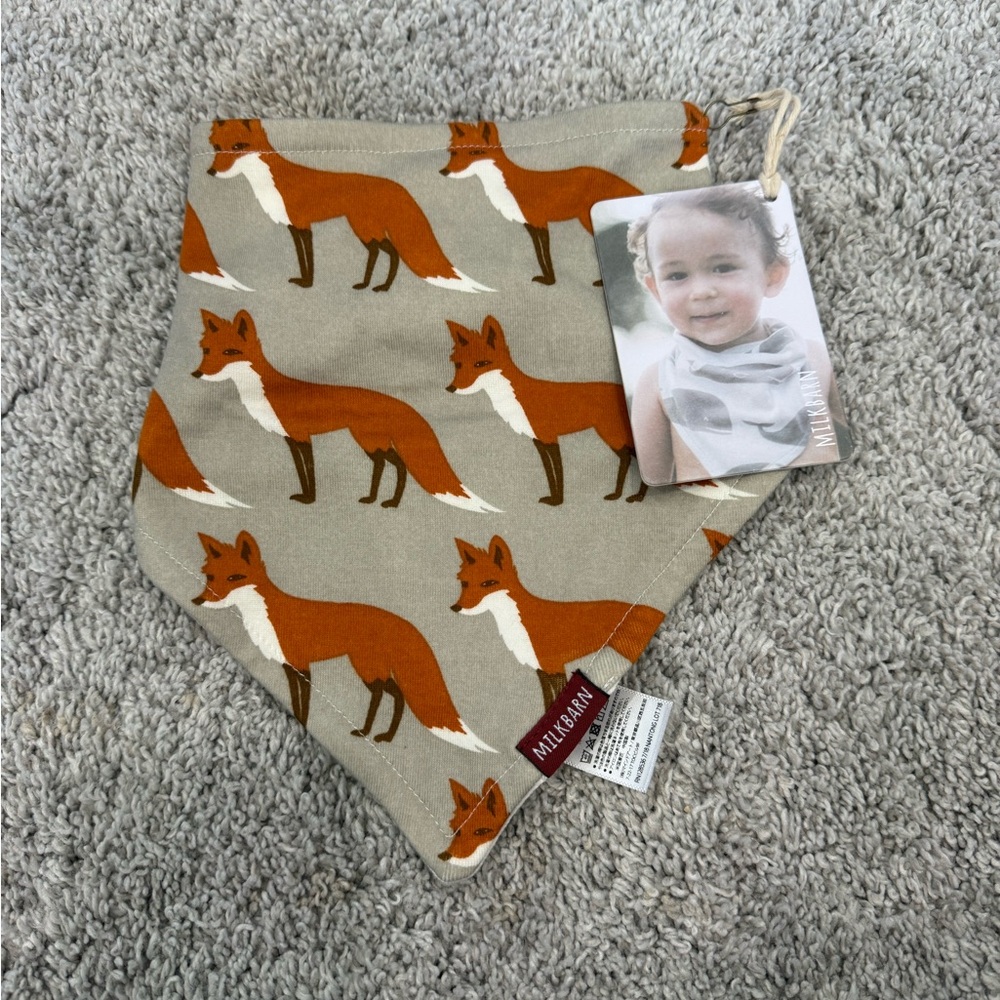 Milkbarn Fox Print Bib - Brown and Cream
